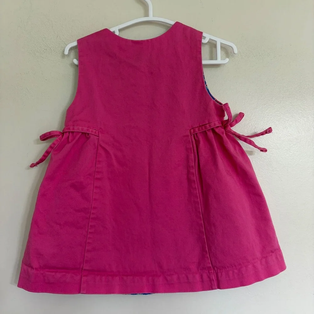 Ralph Lauren Baby Girls Pink Jumper Dress 12M Side Ties Floral Lining